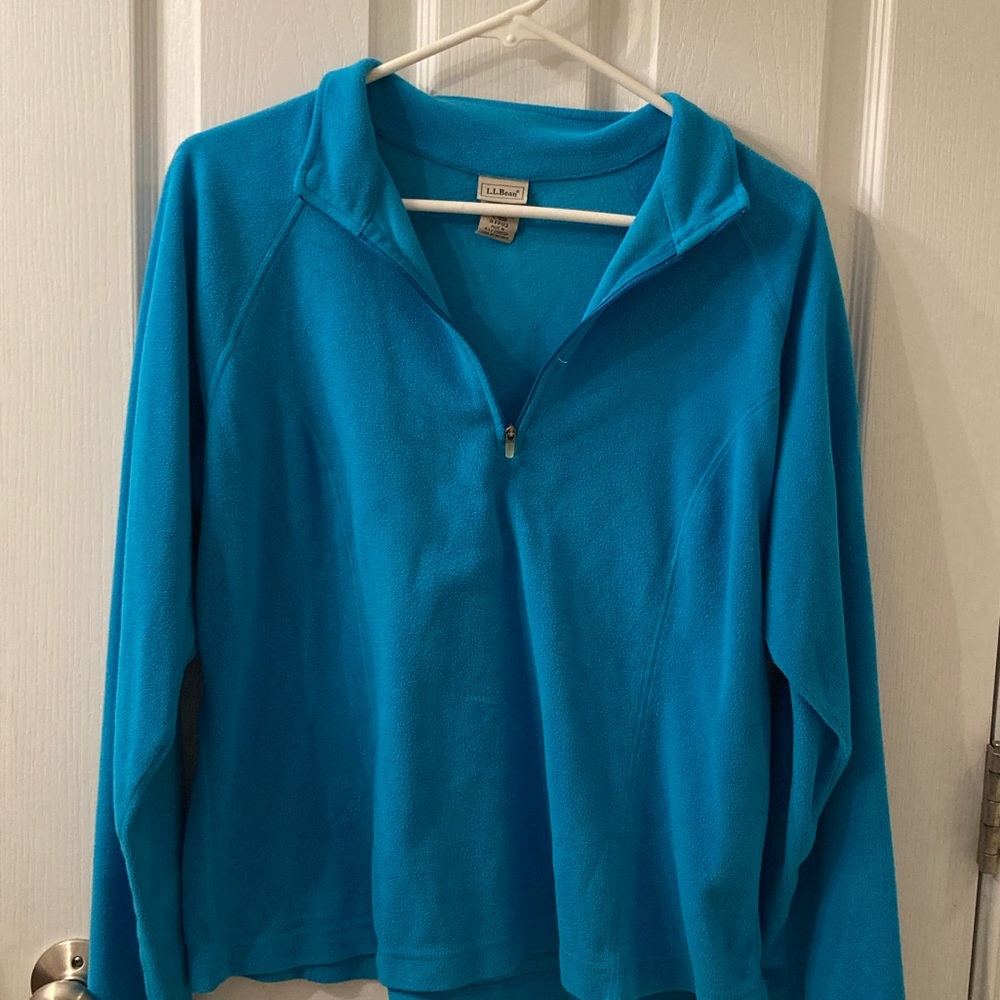 LL Bean Size L Thin Turquoise Fleece